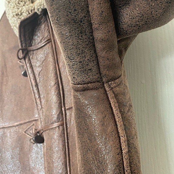 Men's Brown 100% Sheepskin Shearling Coat - Vintage Oscar Leopold - Picture 5 of 11